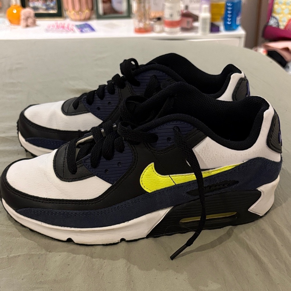 Nike Kids Black, White, and Neon Yellow Sneakers